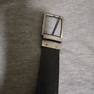 Men's Black Leather Belt with Silver Buckle